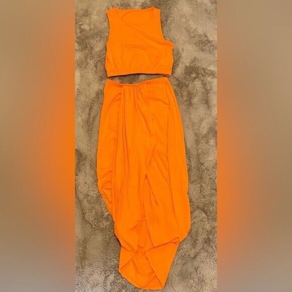 Lyaner Women's 2 Piece Outfits Sleeveless Crop Top and Ruched‎ Bodycon Skirt